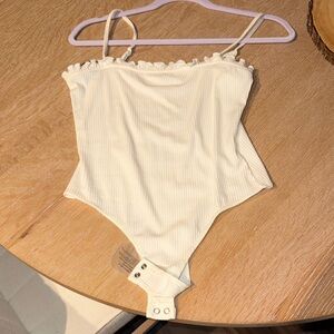 Double Zero Cream Ribbed Bodysuit